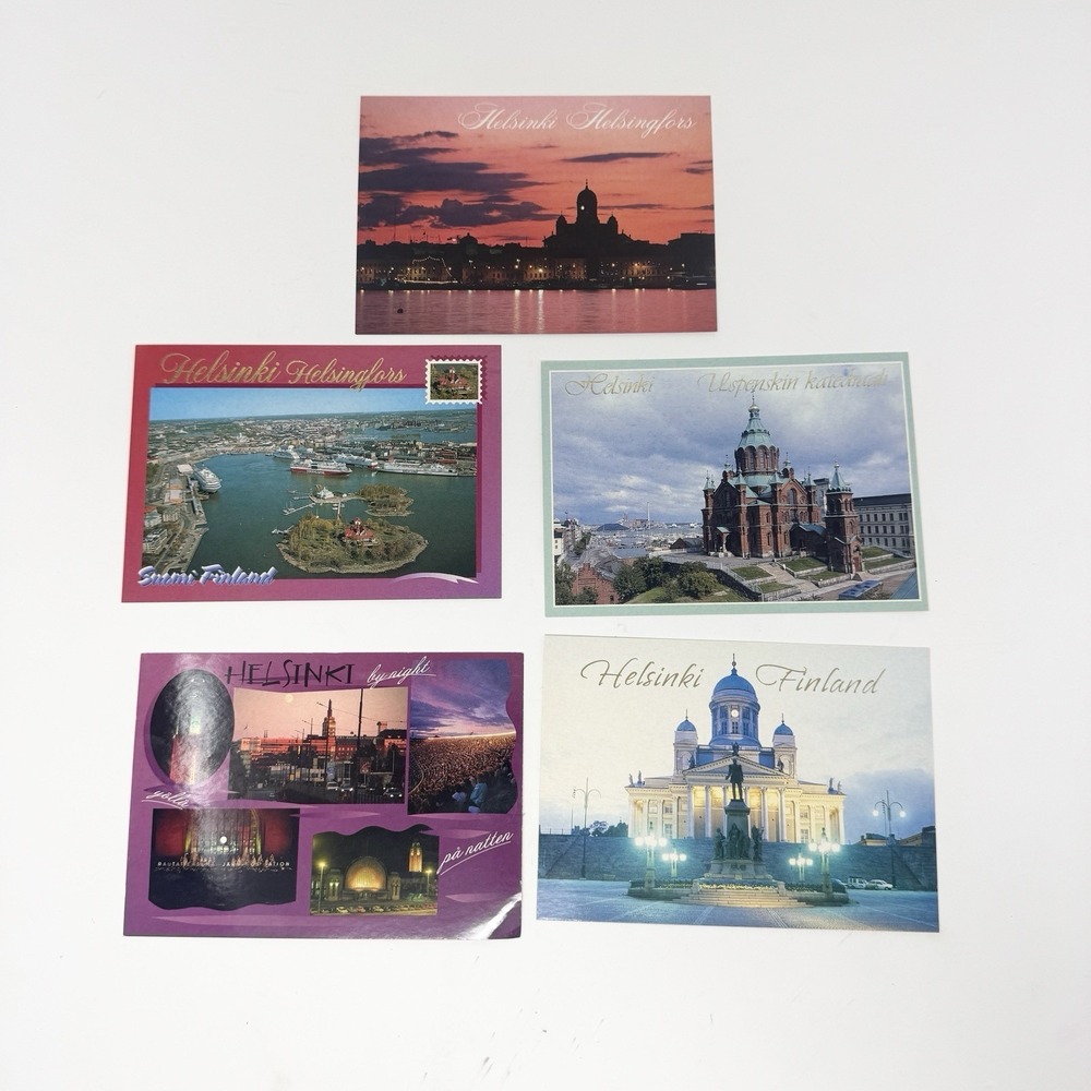Vintage Helsinki Finland Postcards Lot 5 Unused Souvenir Travel Cards 90s Retro